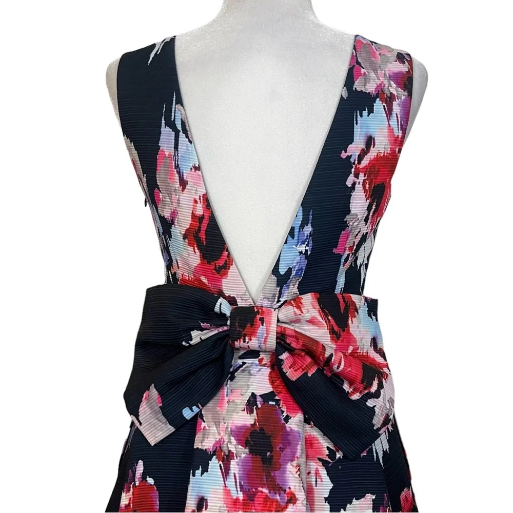 Kate Spade Floral Back Bow Fit & Flare Dress Dopamine Wedding Guest Date Night